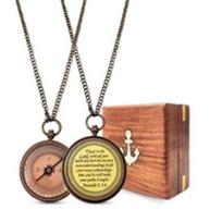 Life's Journey in Style:  Brass Locket Compass with Wooden Box Case - brown