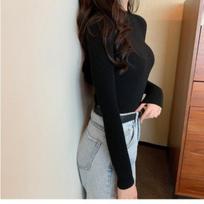 Fashion Solid Long Sleeve Bottom Knitted Sweater Tops Women Slim Fit Half High Neck Women Pullover Sweaters Elegant Casual Soft Warm Knitwears 24986 One Size juoda