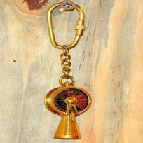 Telegraph Keychain with a shiny finish in pure brass, size 2