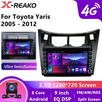 For Toyota Yaris Fascia 2005 - 2012 Car Radio Android Multimedia Player 8Core 4G GPS Navigation Carplay QLED Touch Screen Auto Stereo DSP 8 core 4GB+64GB