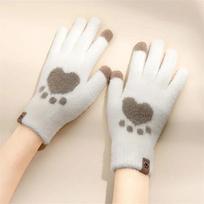 Winter Cat Paw Gloves Warm Mittens Fashion Mobile Phone Touchscreen Knitted Gloves Thick Women Soft Fluffy Full Fingers Gloves One Size