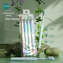 Dvigubo plauko sodinimo dantų apsauga minkštas suaugusiųjų dantų šepetėlis su lygiais šereliais. Komplekte yra nešiojama dėžutė kelionėms. Pack of 4, Y270, Manual, soft fur gray