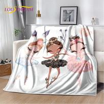 Cute Ballet Girl Ballerina Cartoon Soft Plush Blanket,Flannel Blanket Throw Blanket for Living Room Bedroom Bed Sofa Picnic Kids 30x40in