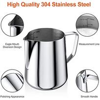 350ml Milk Pot 304 Milk for Milk Foam Milk Picker with 12oz Size Mark Coffee Cup Picker for Cappuccino Expresso Latte Art Perfect for Coffee Amateurs 7x1x25cm