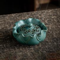 1 vnt Kūrybinis smilkalų laikiklis Lotus Leaf Keraminis namų dekoras Smilkalų degiklis smilkalų viryklė Vintage gray