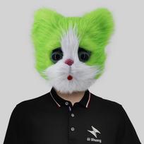 Miela Kitty Kaukė viso veido galvos apdangalo kostiumų vakarėliui Juokinga gyvūnų kaukė žalia