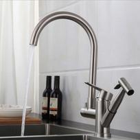 Kitchen Basin Faucet Taps Body 304 Stainless Steel Surface Brushed One Handle with Spray Gun  Mixer Water Cold & Hot China pilka