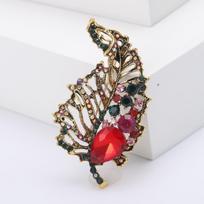 Leaf-Shaped Hollow Brooch, Suit With Pin Brooch, Retro Alloy Diamond Brooch black