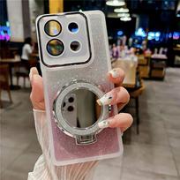 „Xiaomi 14T Pro“ veidrodinio stovo laikiklio dėklas, skirtas „Mi 11T 13T 12T Pro“ fotoaparato apsaugai, objektyvo plėvelei blizgantis gradientinis silikoninis dangtelis Xiaomi 14T balta