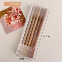 5/6/7 vnt./dėžutė Simplicity Gel Pen Fashion Gradient Pen, Vienspalvis 0,5mm Black Ink Gel Pen Puikūs raštinės reikmenys rašymo reikmenys 6pcs ruda