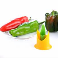 2 vnt./komplektas Creative Pepper Corer Slicer Pipirų sėklų šalinimo prietaisas Random Color green
