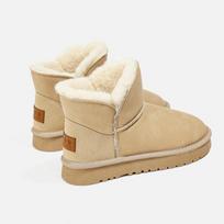 Moteriški žieminiai sniego batai su dirbtinio kailio pamušalu, platforminiai dirbtinio zomšo ankle boots, stori, šilti, pliušiniai, lengvai įsispiriami, patogūs, neslystantys, trumpi batai moterims 35 beige
