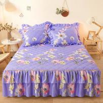 Medvilninis lovos sijonas 3 dalių šepetinio viengulio čiužinio užvalkalo rinkinys neslystantis visapusiška apsauga lovatiesė kepurės lovos sijonas Pillowcase x 2