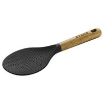 Cuillère à Riz - STAUB Ustensiles - 22 cm - Silicone Noir - Bois d'Acacia