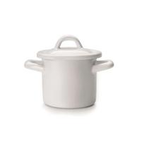 Marmite Mini - IBILI - 10 cm - Email Blanc - Bordure Bleue - Compatible Lave-Vaisselle