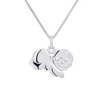 Pendentif Enfant - LÉA & ARTHUR - BÉBÉ ANGE - Or Blanc 375 - 1cm x 1,6cm - Bijou Fille balta