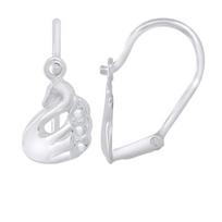 Boucles d'Oreilles - LÉA & ARTHUR - CYGNE - Argent 925 - Système Brisure - Enfants