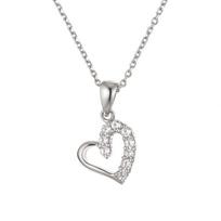 Collier - Ewa - Argent Massif Rhodié 925 - Pendentif Coeur - 42 cm - Oxydes de zirconium Blancs