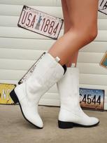 Autumn Winter Middle Tube PU Leather Snow Boots For Women Cross-Border Large Size Knight Boots 35-43 35 balta