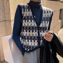 Retro V-neck Knitted Sweater Vest Women Autumn Winter Loose Cardigans Sweaters Vests Fashion Elegant Single Breasted Female Knitwear Waistcoat 30989 One Size oriono spalva