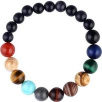 Bracelet en perle planètes hommes pierre naturelle galaxie système - Argent