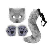 Yousheng 1 rinkinys Cosplay Netikra lapės uodega Pirštinės Kaukės rinkinys Minkštas Pūkuotas Pliušinis Reguliuojamas Liemens apimtis Neslystantis Pasirodymas Klubas Šokiai Vakarėlis pilka