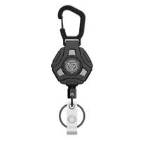 1/2Pcs Polygonal Carabiner Keychain with 60cm Retractable Wire Rope Lobster Clasp Design Easy Key Fixation Climbing Camping Travel Keychain 1pc