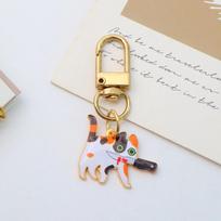 Fashion Halloween Cat Keychain Creative Wielding Knife Assassin Cat Key Ring Backpack Pendant DIY Car Key Holder Jewelry Gift