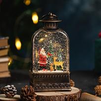 Kalėdinis žibintas darbalaukio dekoravimui Glitter Pathway Gatvės lempa Kabantis vanduo Santa Claus black