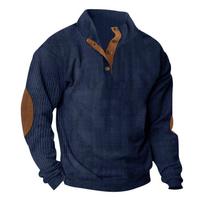 Men'S Autumn And Winter Temu Outdoor Loose Autumn Sweater Corduroy Casual Stand-Up Collar Long-Sleeved Sweater S tamsiai mėlyna spalva