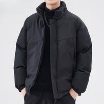 Stand Collar Cotton Coat Men's Winter Thickened Warm Windproof Jacket Men's Trendy Casual Bread Cotton Coat S