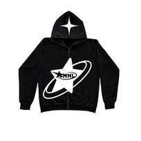 Zip up Hoodie Vintage Harajuku Rock Goth Graphic Print Zipper Hooded Sweatshirt Oversized Hip Hop Jacket Punk Streetwear Top S