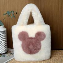 New women's bag niche chain shoulder messenger bag trendy versatile cute handbag fashionable plush bag 20*8*20cm smėlis