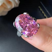 Juvelyrinis žiedas tikras paukščio lizdas, supjaustytas purpuriniu karpiniu rožiniu cirkonio geltonu deimantu, moteriškas žiedas su laimės kiaušiniu pink