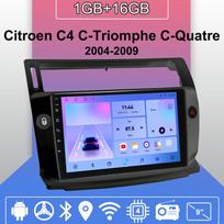 Automobilio radijas Android Auto Carplay skirtas Citroen C4 C-Triomphe C-Quatre 2004-2009 Multimedijos grotuvas galvos blokas Stereo GPS navigacija BT WIFI 1+16GB 1+16GB juoda