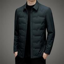 Autumn New Middle-aged Men's Lapel Trendy Down Jacket Cold-proof and Warm Down Jacket M