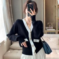 Autumn Long Sleeve V-neck Knitted Sweater Jacket Women's Cardigans Winter Slim Fit Single Breasted Sweater Cardigan Elegant Solid Lady Knitwear 25332 M juoda