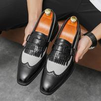 Fashion Tassel Loafers for Men Quality Mixed Colors Wedding Round Toe Slip-On Spring Summer Autumn Winter Business Handmade Casual Shoes 38 juoda