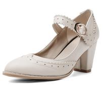 Fashion Elegant High Heels Pumps Women Mary Janes Shoes Large Size 45 Black Red White Women's Heeled Dance Party Wedding Shoes Classic 34 smėlis