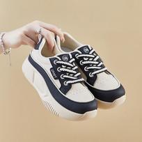 Fashion Women's Vulcanized Shoes Thick Sole Casual Sports Shoes Fashionable Lace-up Outdoor Sports Running Comfortable Shoes 40 balta