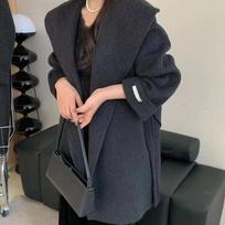 Double-sided Wool Coat for Women Korean Style Loose Casual Simple Loose Large Lapel Woolen Coat S