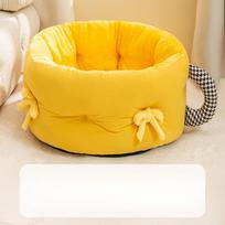 New Deep Sleep Cat Nest Autumn and Winter Warm Round Nest Thickened Puppy Sleeping Dog Bed Cat Bed Pet Kennel Rock yellow