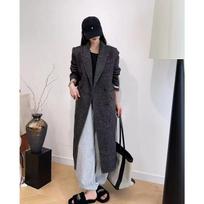 New Herringbone Suit Collar Double-sided Wool Coat for Women, Double-breasted, Knee-length, Slim Wool S