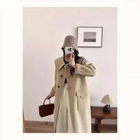 Sweet Baby Doll Collar Double-sided Woolen Cashmere Coat Small Preppy Style Soft and Waxy Loose Slimming Woolen Coat for Women S