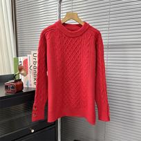 Gentle Wind Soft Waxy Twist Sweater Women's Autumn and Winter Fashion Round Neck Thickened Bottoming Sweater Top One size raudona