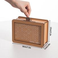 1000/2000/3000 EUR USD Wooden Money Box Piggy Bank Reusable Money Boxes with Saving Goal and Numbers Emergency Fund