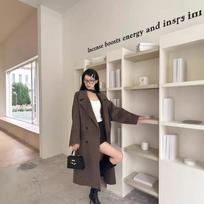 New Korean Style Twill Double-sided Woolen Coat Autumn and Winter Long Women's Long Hair Coat S