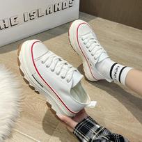 Canvas Shoes Women'S Hong Kong Style White Shoes Student Platform Sports Shoes Casual Versatile Single Shoes 35 balta