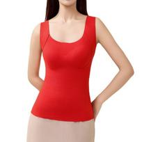 German velvet warm vest with women's chest pad and thick velvet winter seamless base top cold resistant underwear L raudona