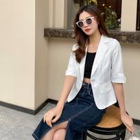 Spring and Summer Thin Blazer Women's Short Slim Slim Professional Three-quarter Sleeve Small Suit Top for Women S balta